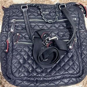 MZ Wallace Black Quilted Crosby Magazine Shoulder Bag. Excellent condition